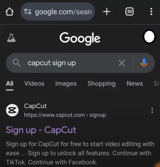 CapCut sign up website