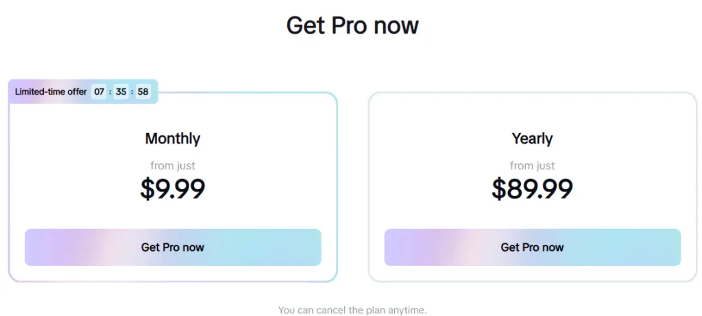 Standard Plan pricing options