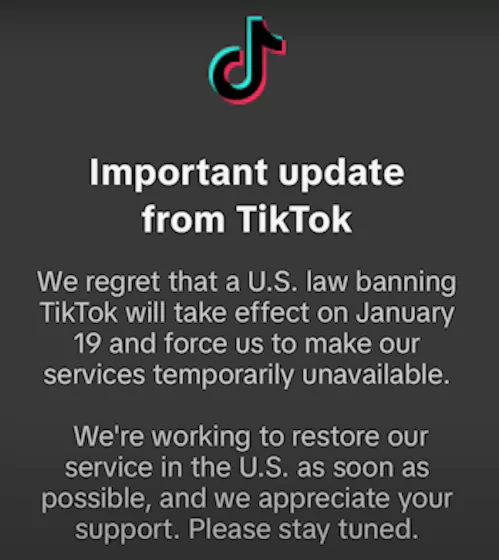 TikTok stopped services